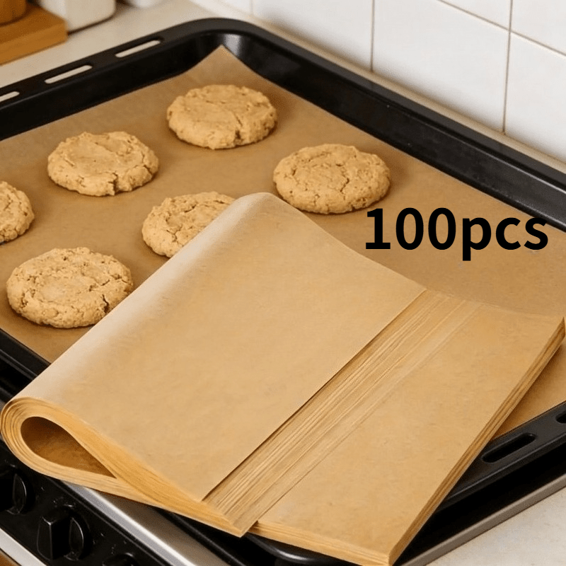 TEMU Aquasafe-100pcs Heavy-duty High-quality Baking Paper, Suitable For , Cakes, Bread, Pies, And Pizza. High-temperature Resistant For Ovens And Air