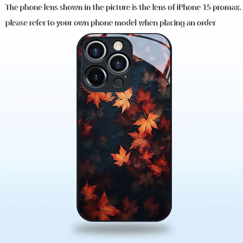 TEMU Phone Case: Autumn Maple Leaf Reflection Hd Glass Phone Case, Suitable For Iphone 17/17 Pro/17 Pro Max/17 Air/16 Plus/16 Pro/16 Pro Max/ Plus/15