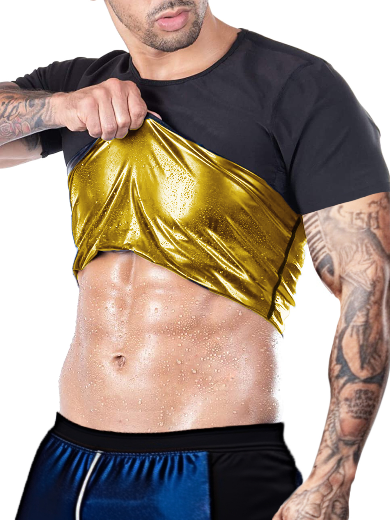 Men'S ARUNOW 2025 Upgraded Sauna Shirt - Quick-Dry, Odorless Fabric - Round Neck, Thin Straps - Sweat-Wicking & Compressive for Gym & Fitness - Solid Color, Long Sleeve, Breathable, Sweat-Resistant
