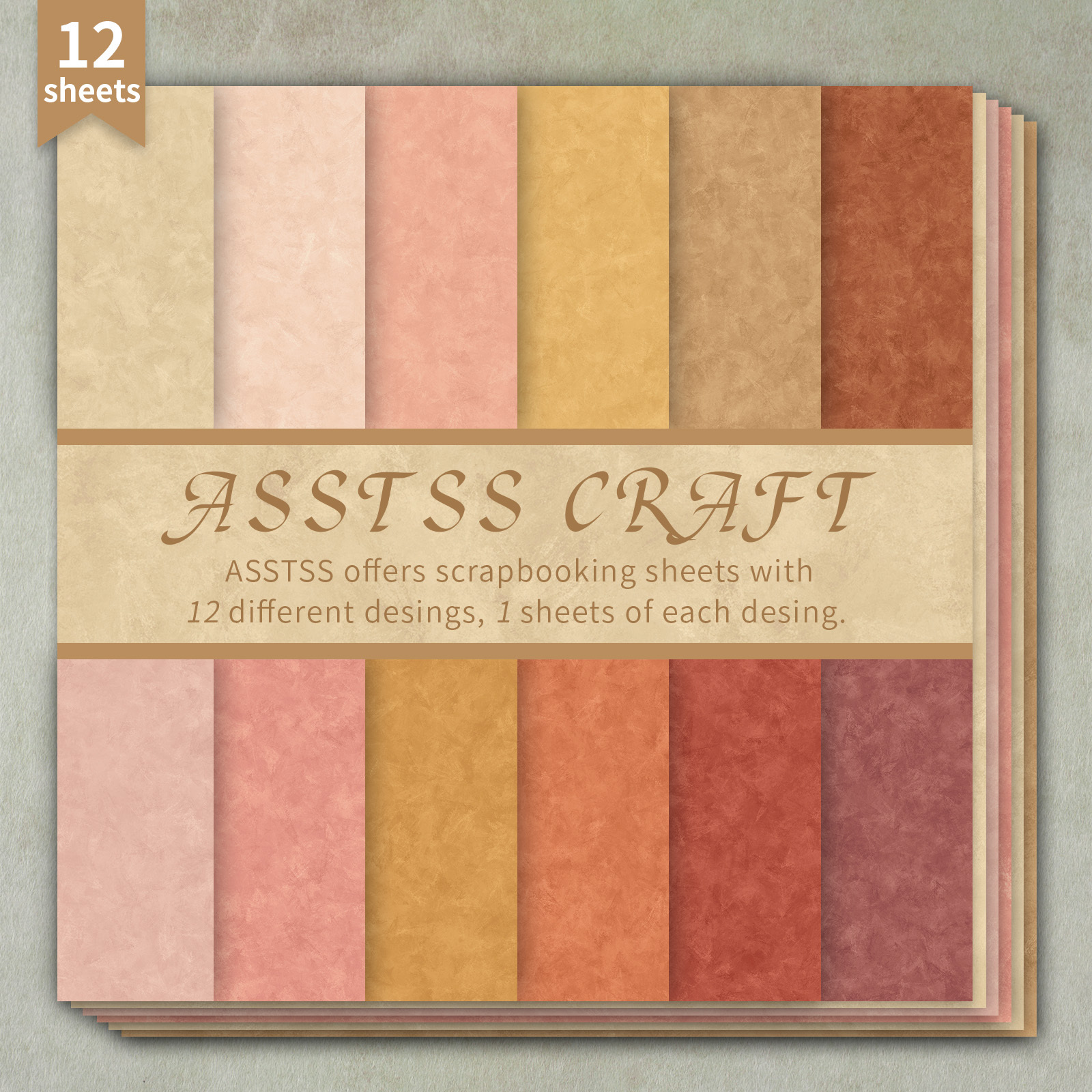 TEMU Un bloc de papier de scrapbooking de 12 feuilles mesurant 6 par 6 pouces, présentant une texture rétro aux chauds vintage avec un style . Ce
