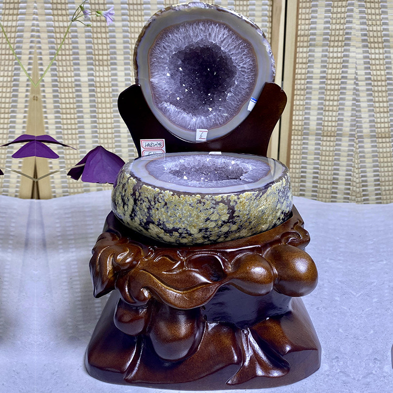 TEMU 1000g - Natural Agate Earth Bowl Crystal Quartz Natural Coarse Hemp Cluster Container Red Jade Home Decor Festival Present