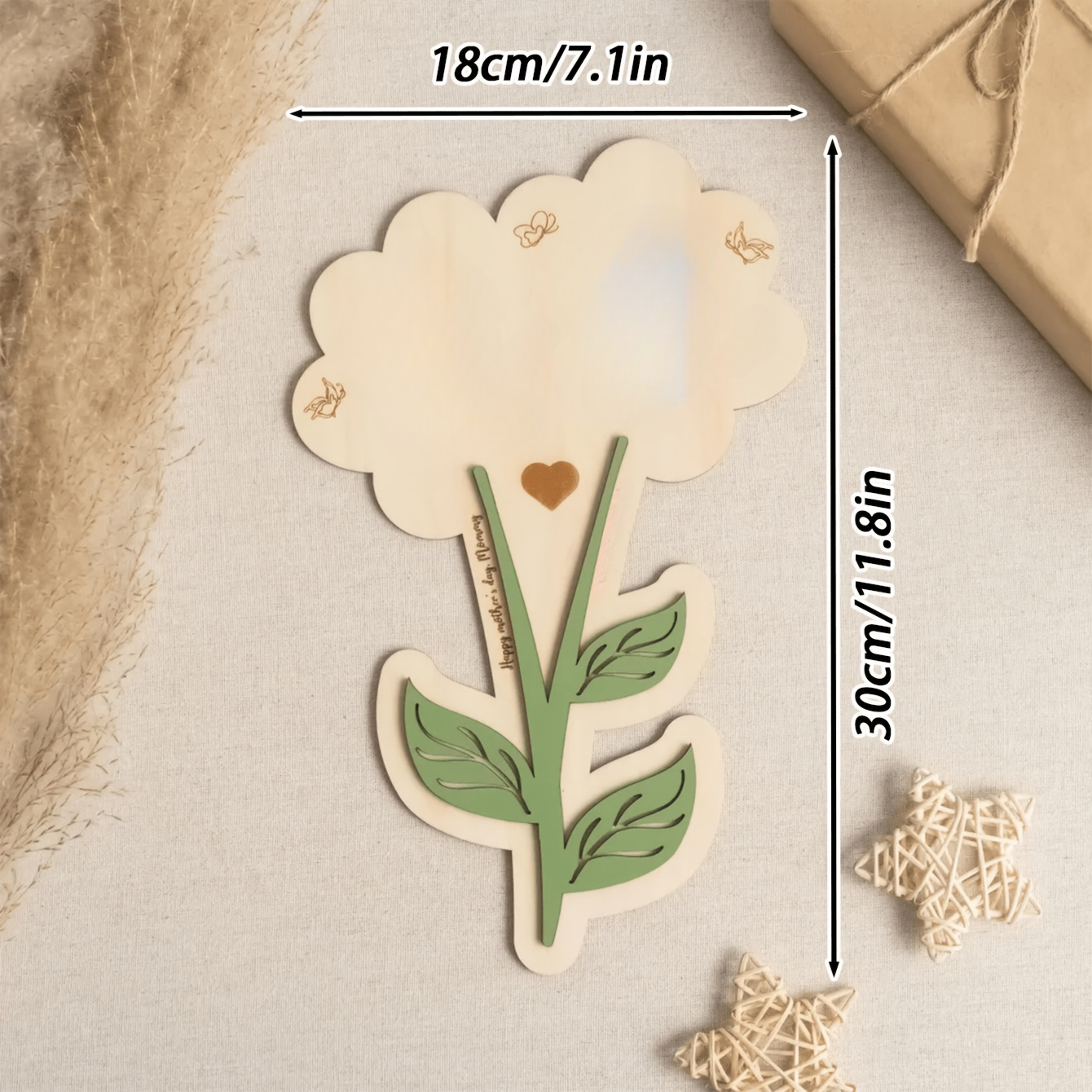 Image of Personalized Wooden Handprint Plaque Floral Wall Decor Handprint Desktop Ornament Mother's Day Gift Memorial Decoration For Mom