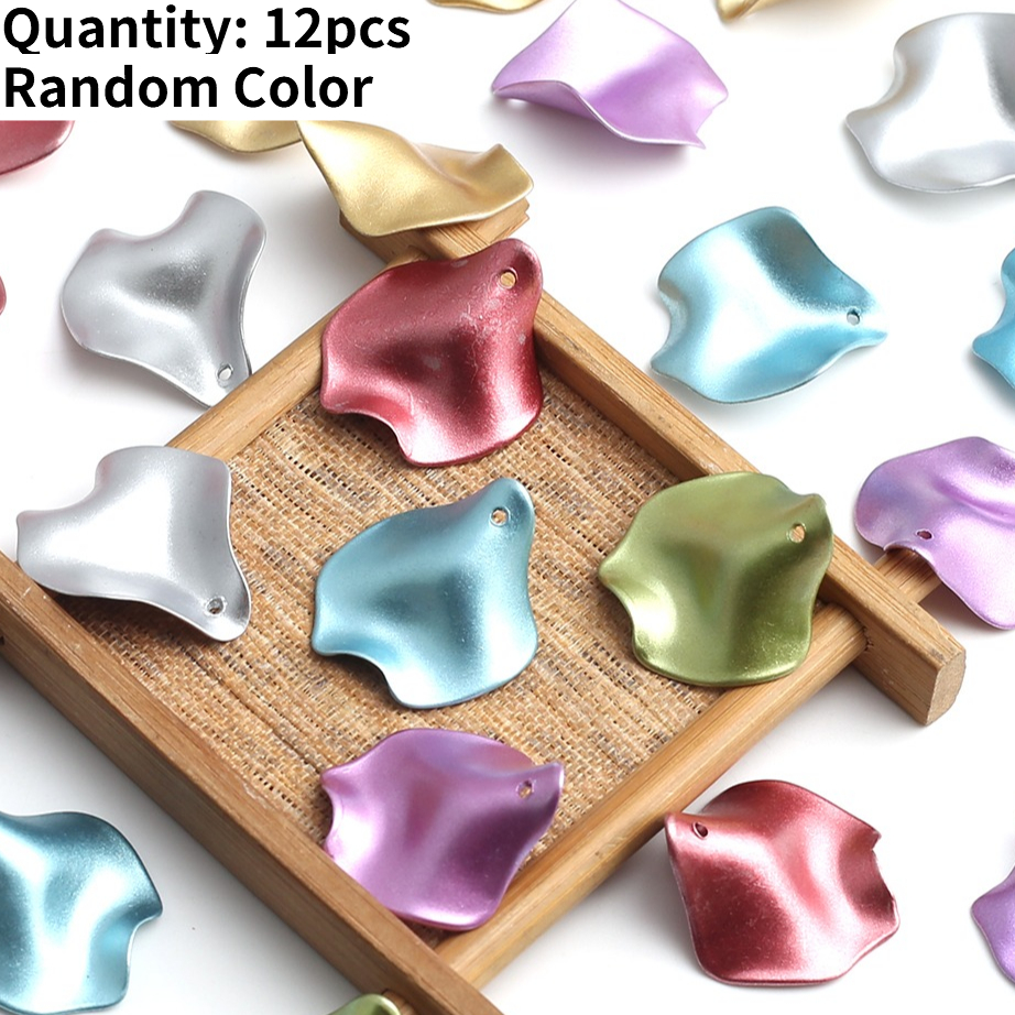 TEMU 12pcs Random Color 2.4×2.7cm Vintage Acrylic Beads For Making, Rose Petal Shaped Acrylic Beads & Bead Assortments, Wavy Petal Spacer Beads,