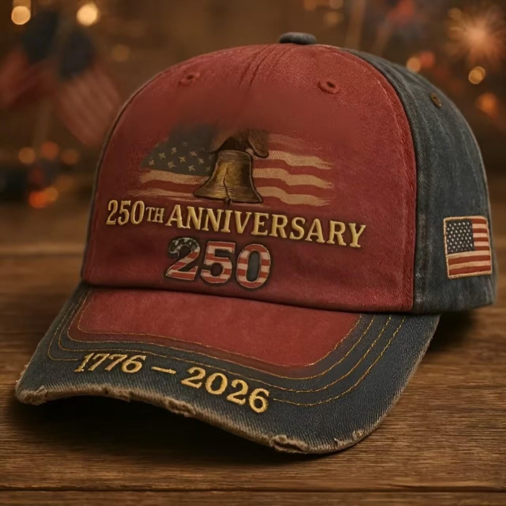 250th Anniversary USA Patriotic Baseball Cap Adjustable Vintage Style Flat Embroidered Hat