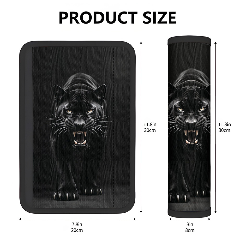TEMU 1pc Black Panther Themed Car Seat Belt Shoulder Pad, Featuring A Black Panther Design That Exudes Wild Charm. , Non-slip And Stays In , Wrapping