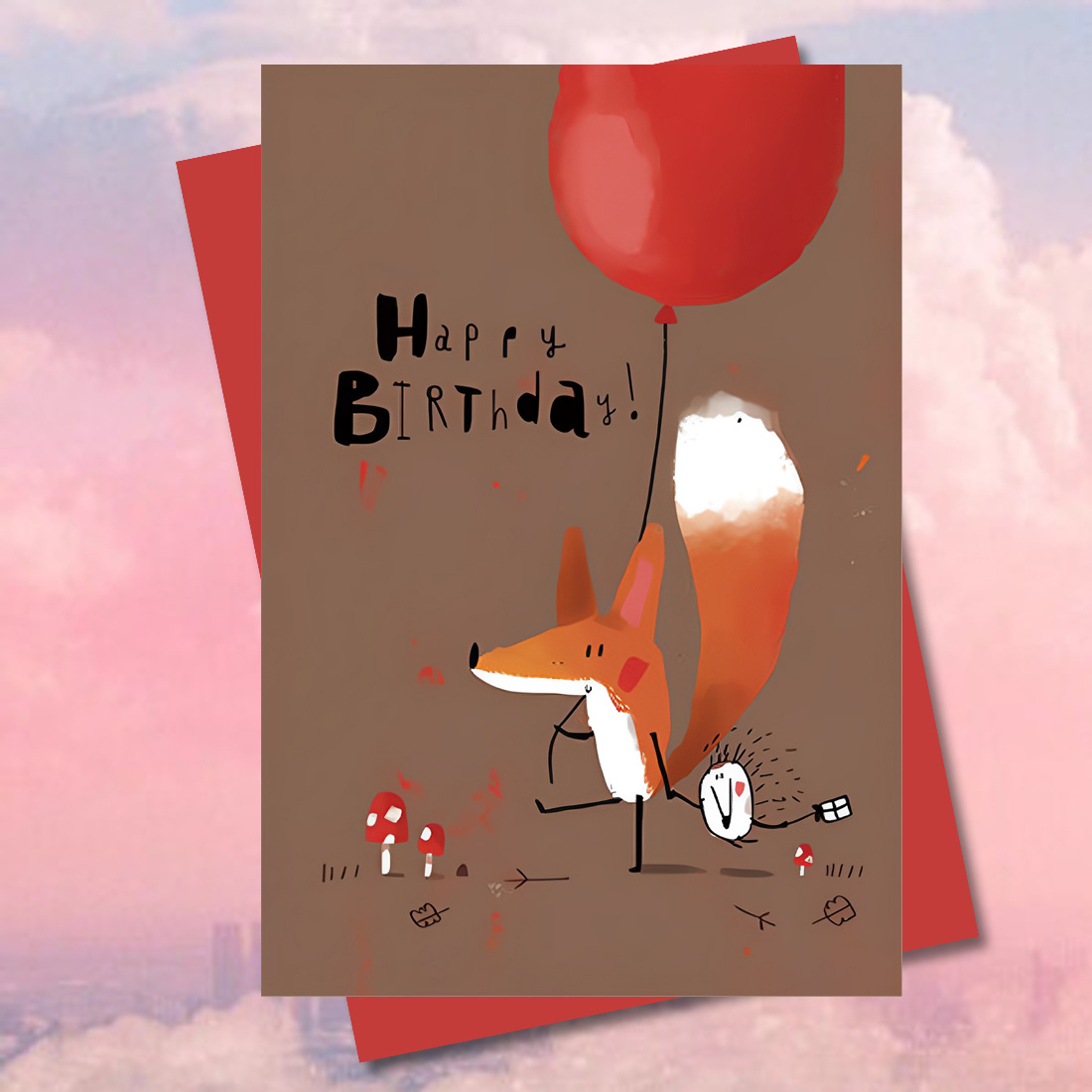 1pc Adorable Birthday Card(4.33x6.29") - Whimsical Animal Design With Envelope| Perfect For , Family& Coworkers| Celebration Or Employee Appreciation Gift