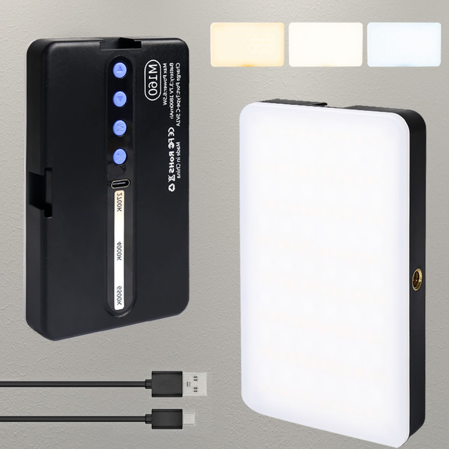 luz selfie recargable de 90 led con batería de 1800mah   niveles de  , ideal para cámaras, smartphones, cámaras de acción, configuración, filmación, maquillaje y vlogging Detalles del producto 1