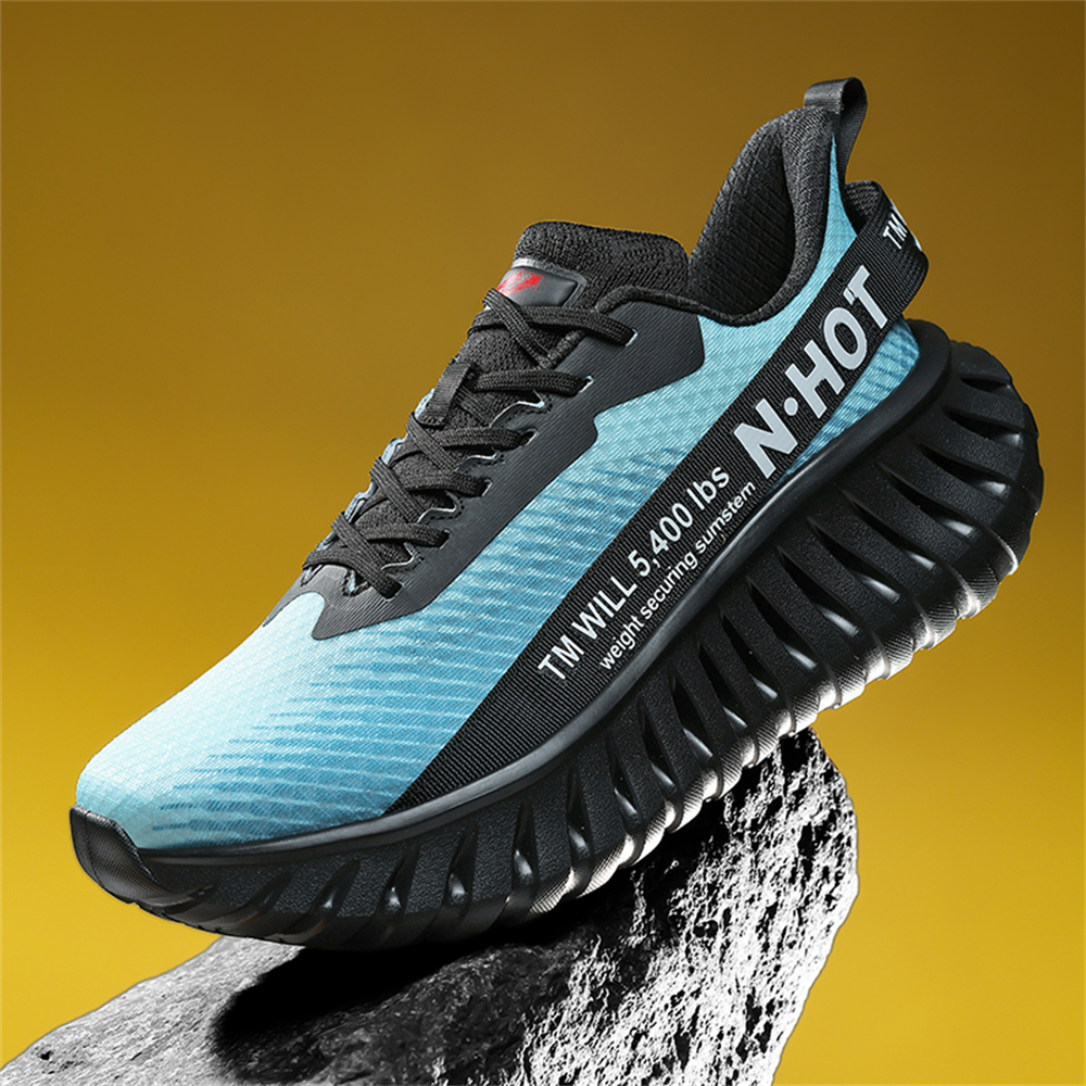 [Sneakers] Men'S Women'S Road Running Shoes, Thick Sole Casual Athletic Shoes for Men, Teenager Outdoor Sports Design, Comfortable Breathable Fabric Upper, Cushioning Shock-Absorbing MD Sole, Non-Slip And Wear-Resistant, Low-Top Lace-Up Closure