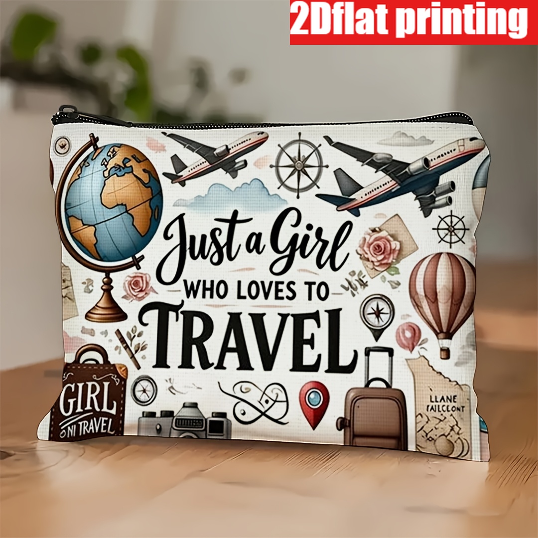 TEMU 2d Flat Print, 1pc, A Fashionable, , And Makeup Bag, Designed For Girls Who Love To Travel. This Multifunctional Storage Bag Used As Organizer,