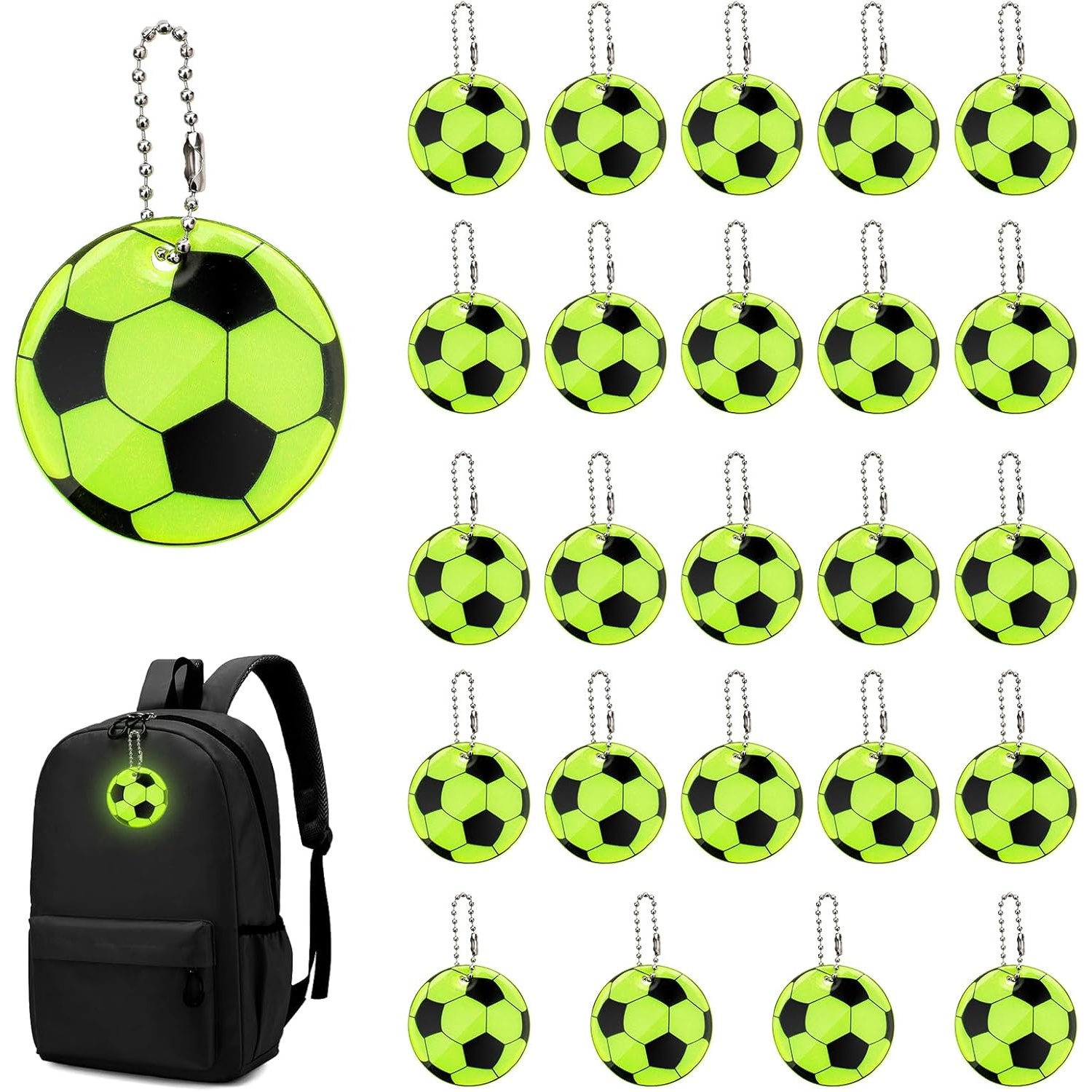 

24/12pcs Double-sided Keychain Tags, Mini Soccer Pendant Keychains, Waterproof - For Backpack, Bicycle, Walking & Running,