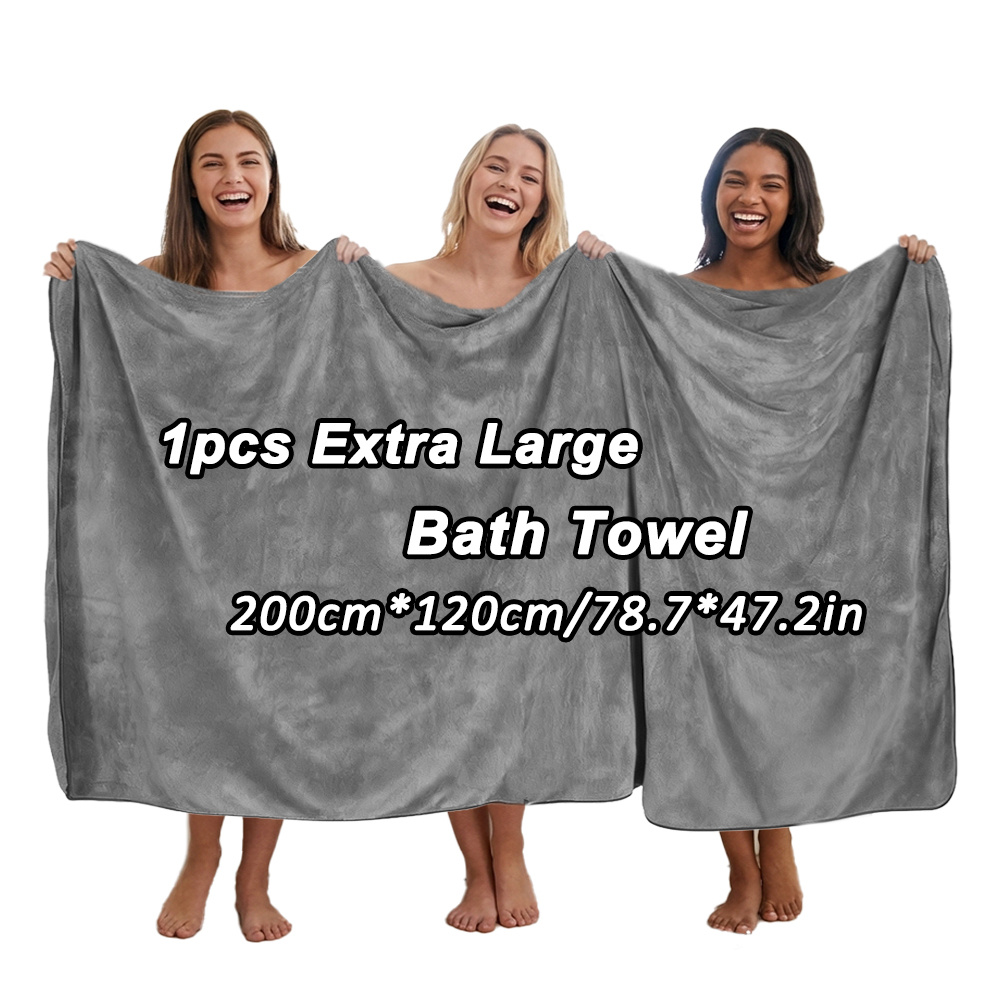 TEMU 1pc Extra Large Colorful Bath Towel/1pc Colorful Bath Towel, Microfiber Material, 200x120cm/78.7x47.2in Or 70x140cm/27.6x55in, Available In