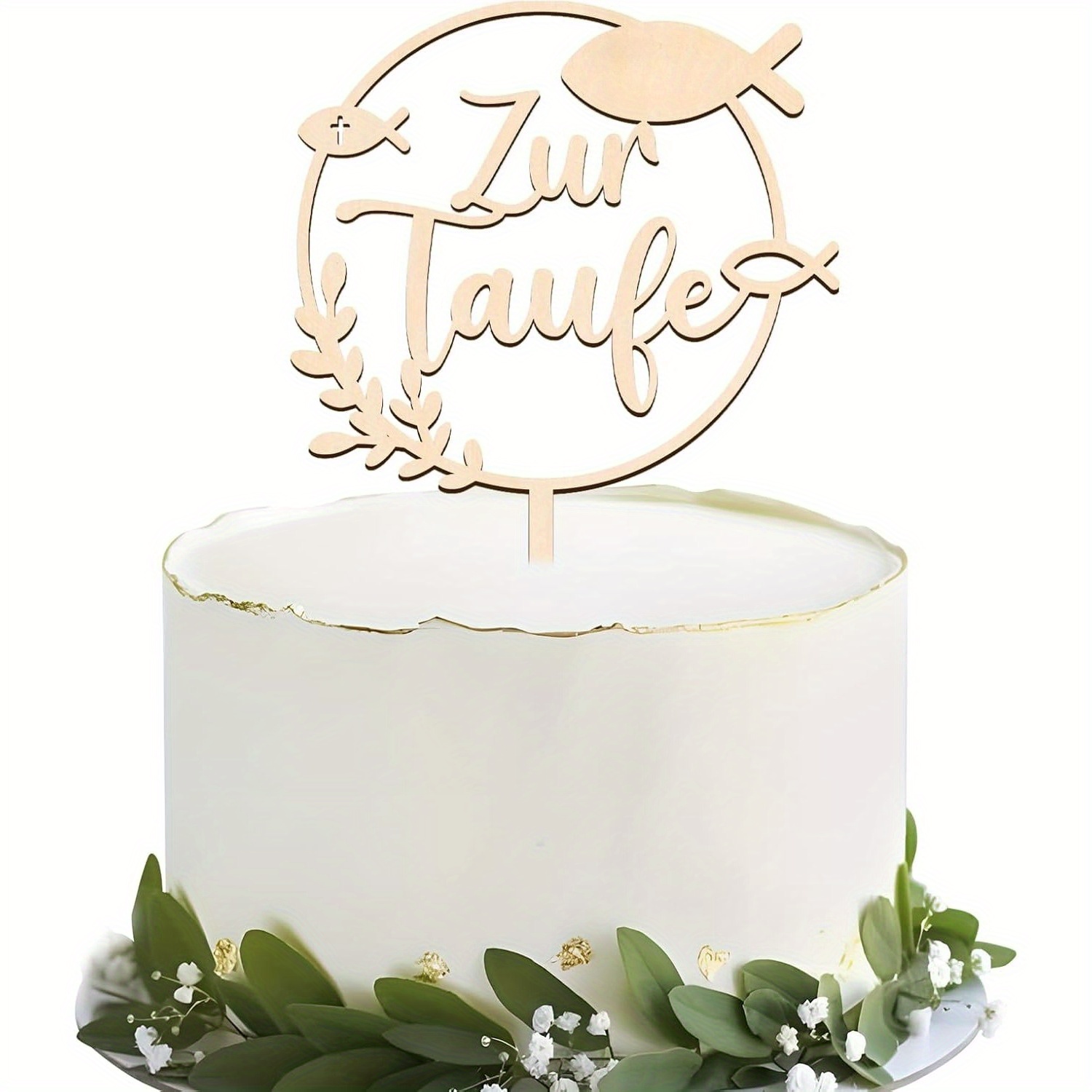 1pc Baptism Cake Topper Personalized Name Wooden Christening First Communion Cupcake Topper Writeable Cake Decor Cake Stake Cake Decor-zur Taufe