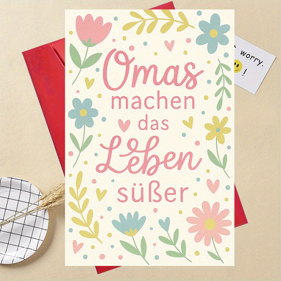 E-shop 1 Stück Süße Blumen-Oma-Dankeskarte – für Familien-Geschenke besondere Anlässe – Feiern Sie Liebe Wärme mit charmantem Design