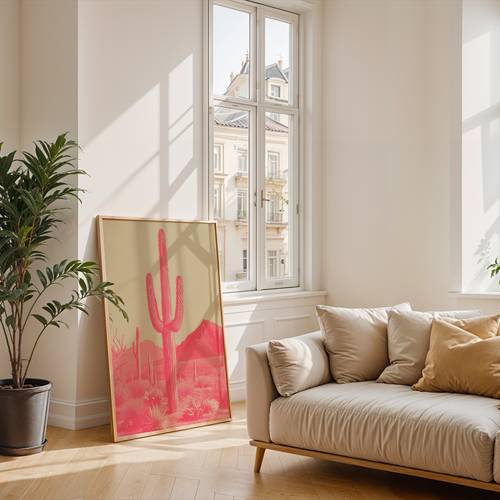 1pc desert landscape print mexican desert pink saguaro joshua poster vintage modern art suitable for ern office decor unframed desert scenery