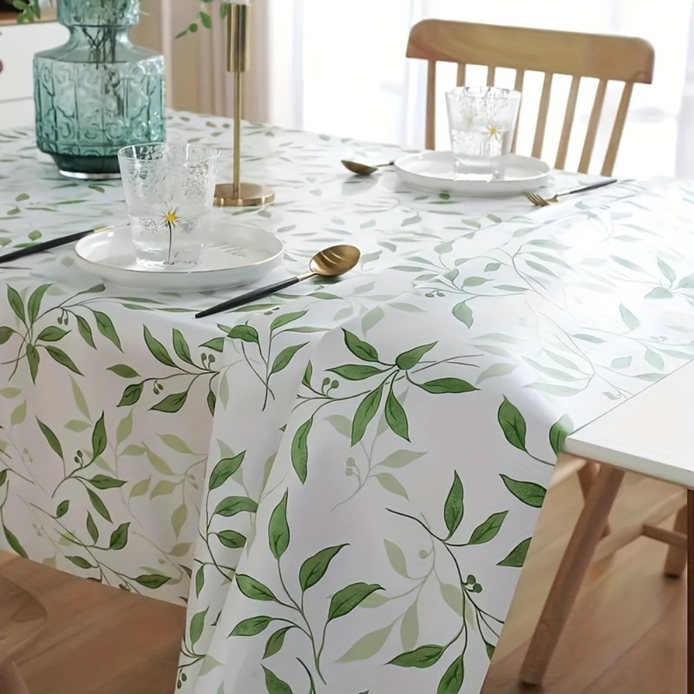 TEMU 1pc Small Leaf Tablecloth, Rectangular Tablecloth, Lemon Print Tablecloth, Suitable For Kitchen Parties Picnics Outdoors Holidays