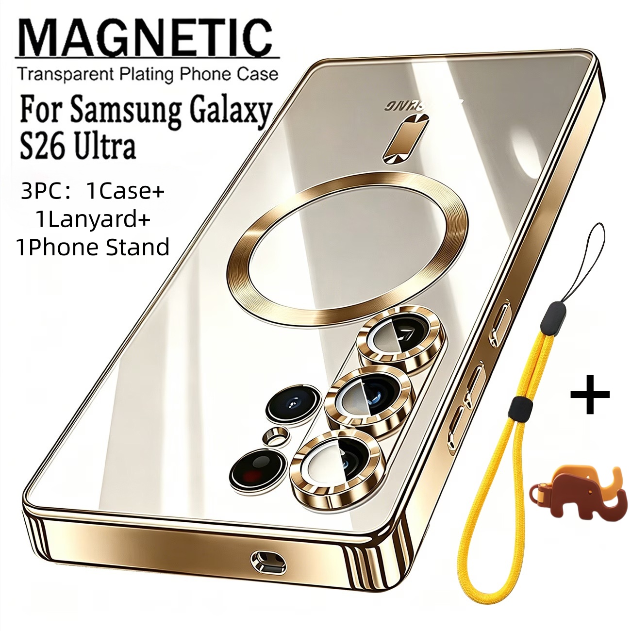Capa de Celular: Conjunto de 3 Peças: 1 Capa de Celular + 1 Cordão + 1 Suporte para Celular 4