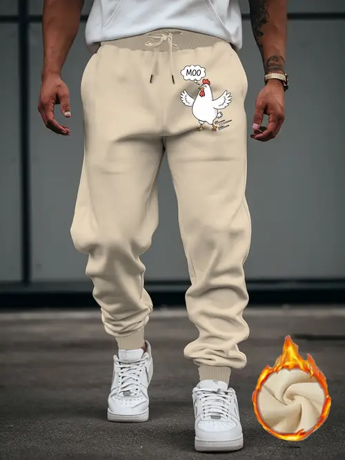 mens casual moo graphic sweatpants black loose fit comfortable for fat men american trendy brand regular fit pants with white sneakers comfortable clothing graphic print pants plus size