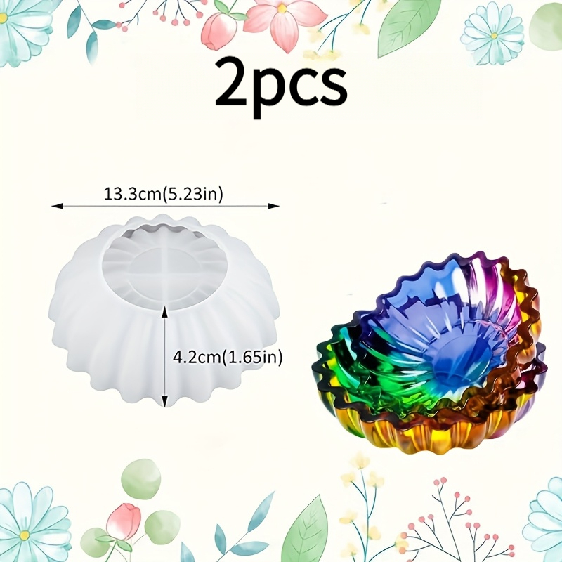 TEMU 2 Bowl Shaped Resin Storage Box Molds, Unique Containers For Jewelry Racks, Candle Containers, Epoxy Resin, Concrete, Cement Art Crafts, Small
