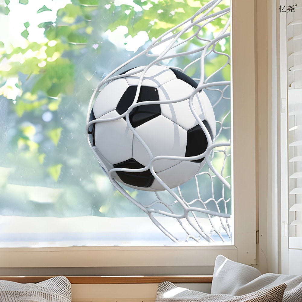 TEMU Autocollant de fenêtre motif grillage de football, Sticker créatif pour vitre à motif de football, Autocollant décoratif pour fenêtre de style