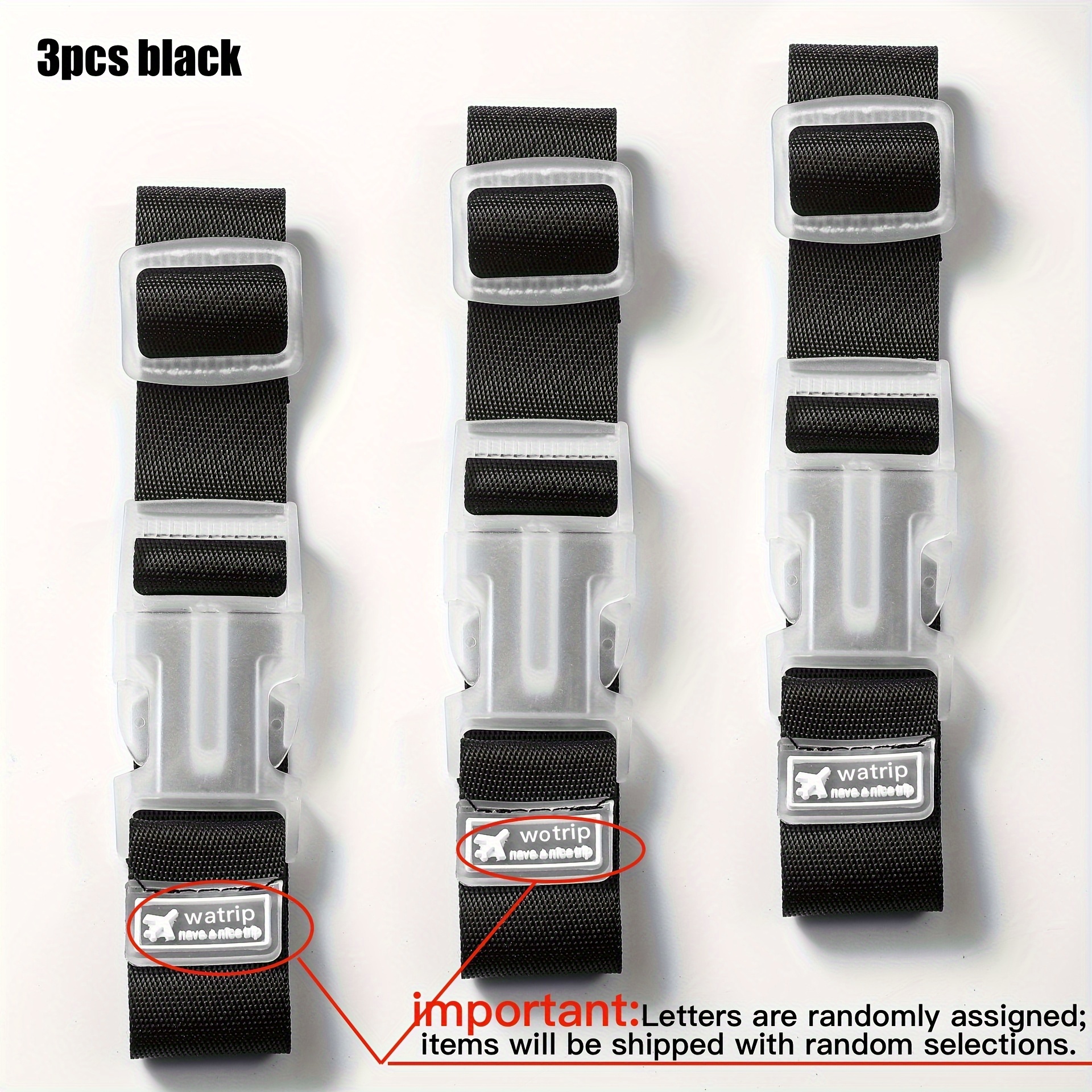 TEMU 3pcs Luggage Strap Set - Adjustable Design, Durable Travel And Outdoor Accessory, Suitable For Suitcases, Cars, And Hiking Gear, Portable And