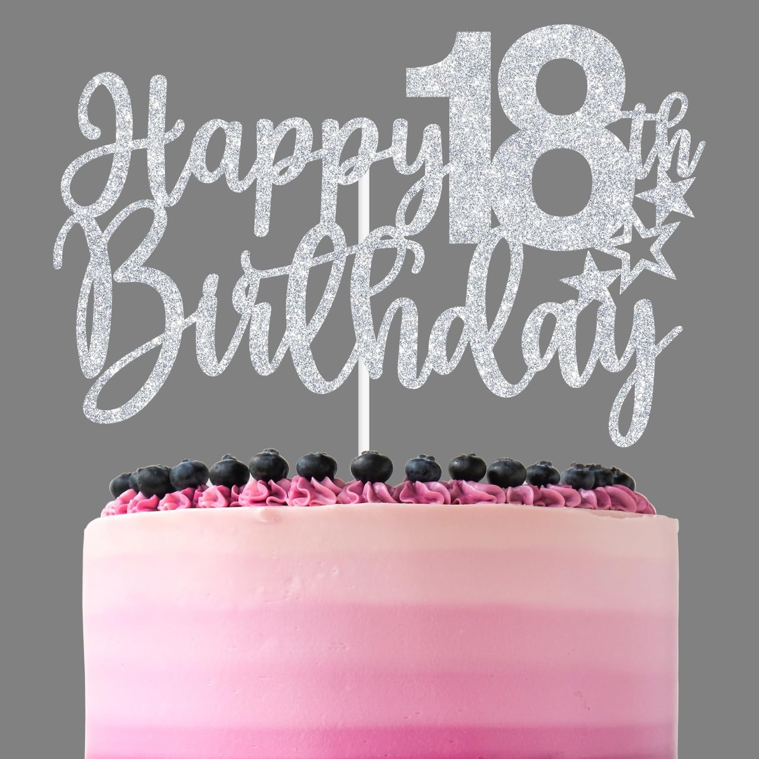 Image of 1pc Silver Glittering 18th Birthday Cake Topper - Official Adult Celebration, Adult Party Decorations For Halloween Thanksgiving Christmas
