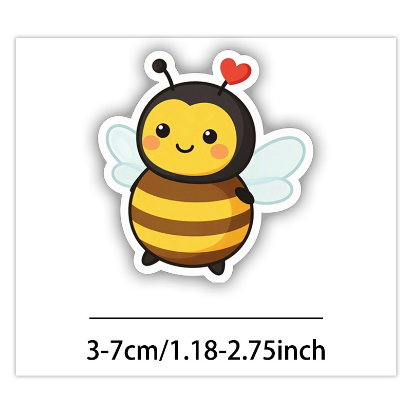TEMU 60pcs Cute Bee Sticker Pack Aesthetic Honey Bee Decals Durable Cartoon Stickers For Laptop Water Bottle Journal Guitar Helmet Luggage Perfect
