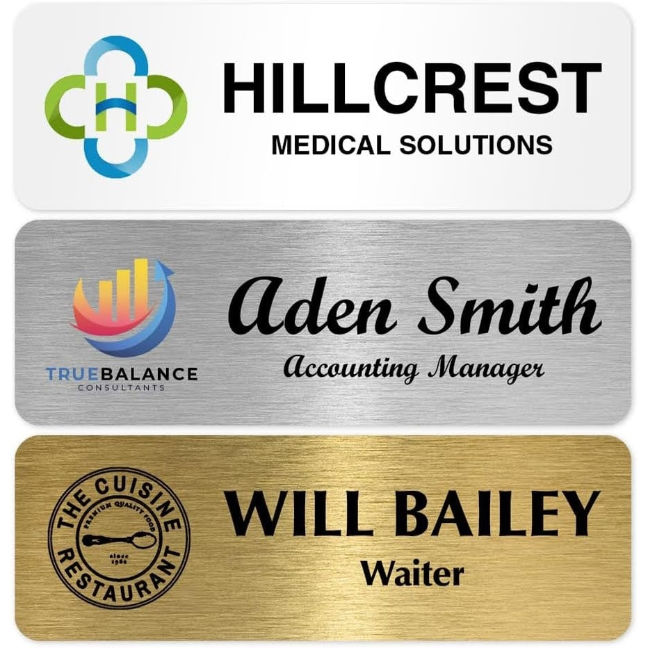 TEMU Custom Name Badge, Acrylic Material, Personalized Employee Id Badge With Self- Text And Logo, Business Branding, For Office, Store, Restaurant,