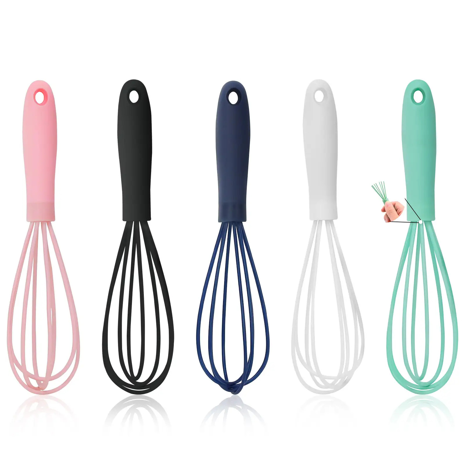 E-shop 5-teiliges Mini-Schneebesen-Set, Bunte Schneebesen, Kleine Küchenschneebesen zum Kochen, Backen, Schlagen, Mischen, Aufschäumen Rühren