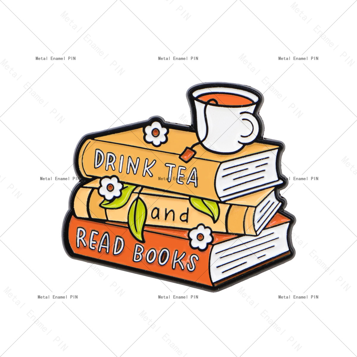 TEMU 1pc " And Read Books" Enamel Pin - Cute Book Stack & Teacup Brooch For Book Lovers Backpack Decor