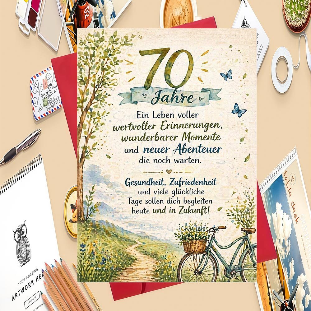 TEMU 1 Set 70th Birthday Greeting Card For Adults - Ideal Gift For Celebrating Of Life, Memories, And - Perfect For Wishing Health And Happiness On
