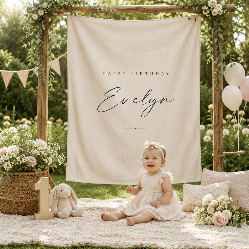 TEMU 2d Flat, 1pc 2d Printing Custom Happy Birthday Sheet Backdrop, Personalized Birthday Name Tapestry, Birthday Sign, Birthday Boho Wall Art Decor,