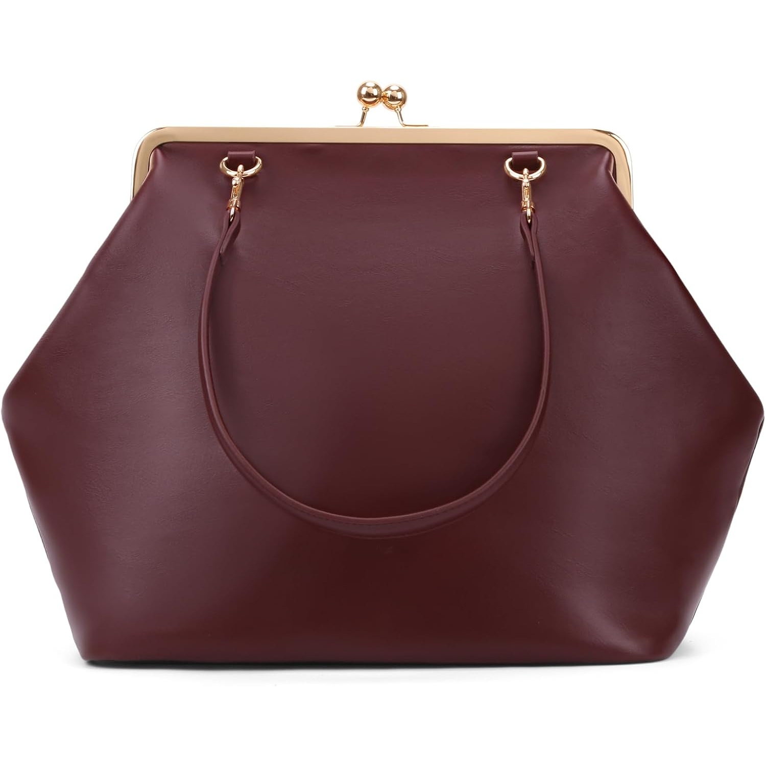 TEMU Large Women's Kiss Lock Bag Pu Medium Top Handle Handbags Shoulder Bags Tote Purse Messenger Clutch