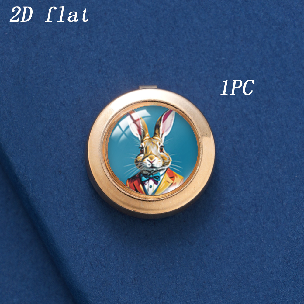 TEMU 1 pièce Bouton Lapin M. Bouton pour Homme - Cabochon en Verre Adapté aux Chemises, Costumes et Linge à Tricoter, Bouton de Col Lapin Métallique