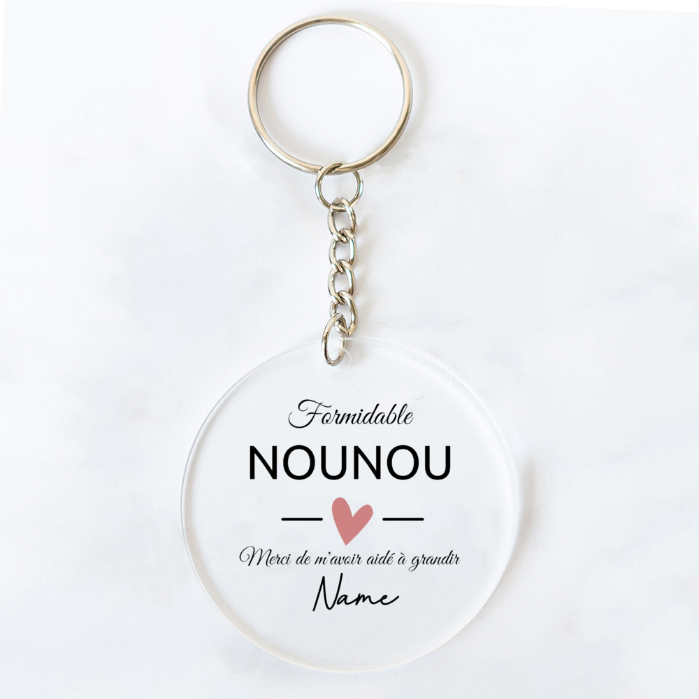 TEMU 1pc Porte-clés Ronds Personnalisés Thème Nounou avec Nom, Chaîne de Téléphone Portable, Décoration de Chaîne de Sac à Dos, Cadeau de Festival