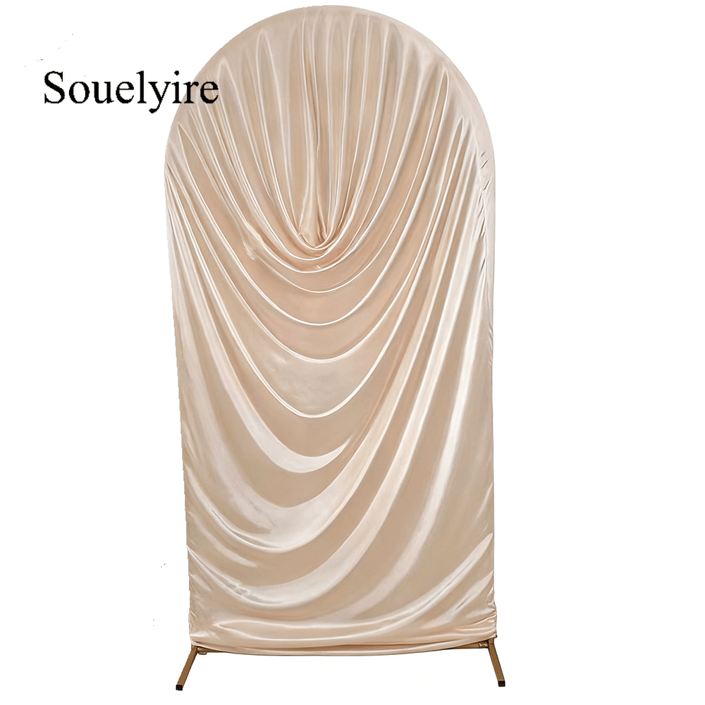 TEMU 1pc Housse d' plissée drapée à d'eau, Housse d' transparente nacrée en satin champagne pour mariage, anniversaire, fête de , remise de diplôme,