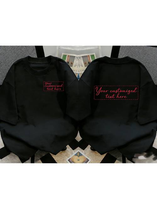 custom t shirts with text printing on front and back loose fitting and versatile short sleeves