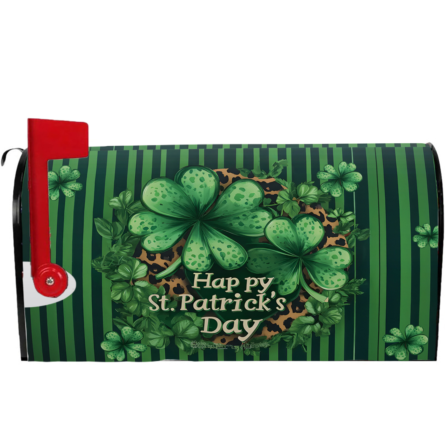 TEMU 1pc St ' Day & Spring Mailbox Cover Compatible For Mailboxes - Magnetic Green Shamrock Outdoor Decoration, Standard Size 18x21in Mail Box Cover Wrap For Post, Letter Box, Holiday & Spring