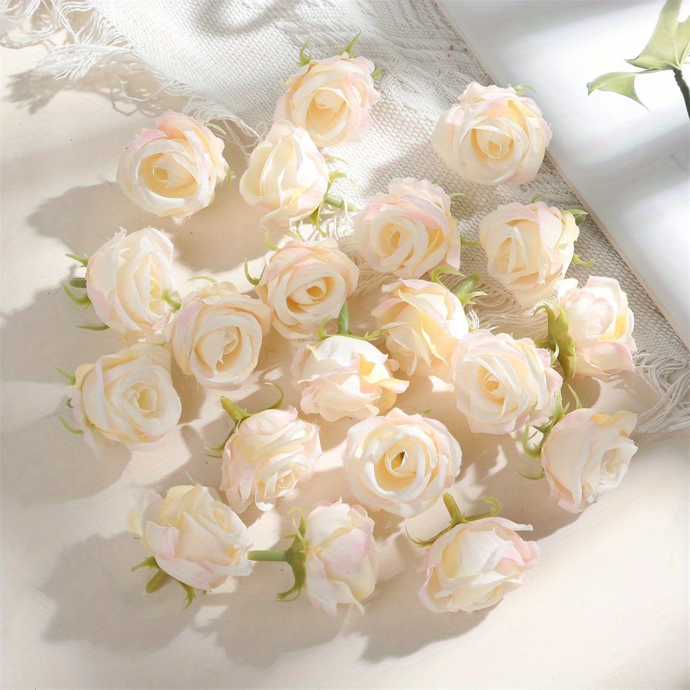 E-shop 30 Stück realistische Rosenblütenköpfe -knospen DIY-Set, Kuchen-Dekoration, Kranzmaterialien, Fest- Geburtstagsparty-Dekoration,