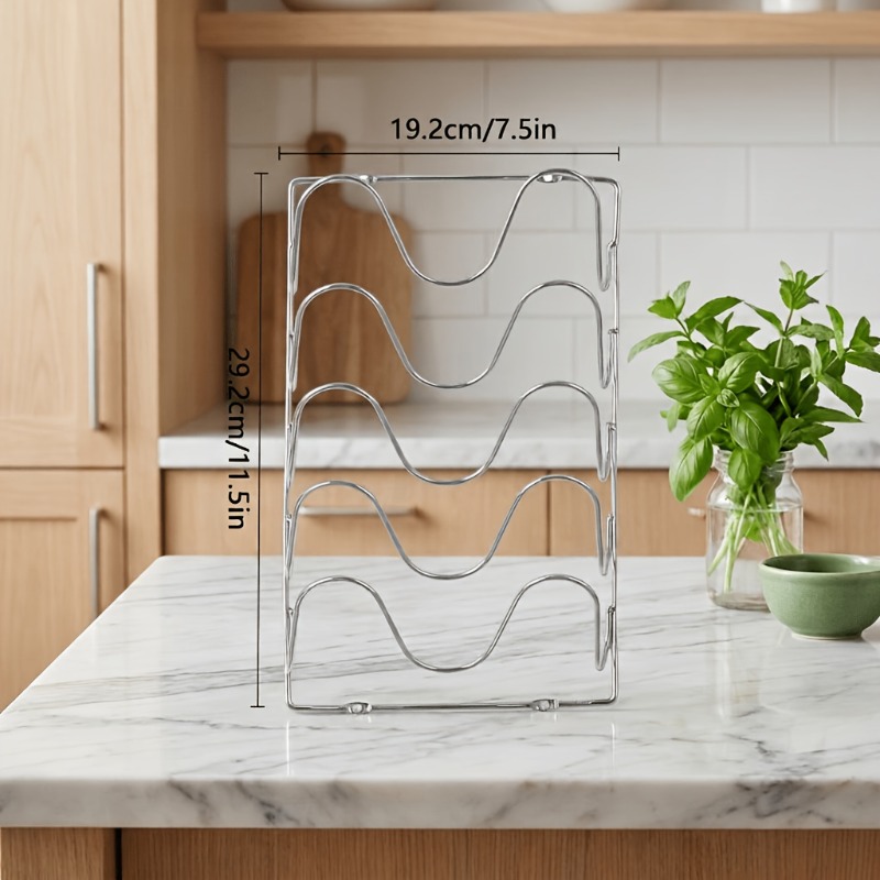 TEMU Organisateur mural pour couvercles de casseroles, 1 pièce, Étagère de rangement de cuisine murale à plusieurs niveaux, Organisateur de placard,