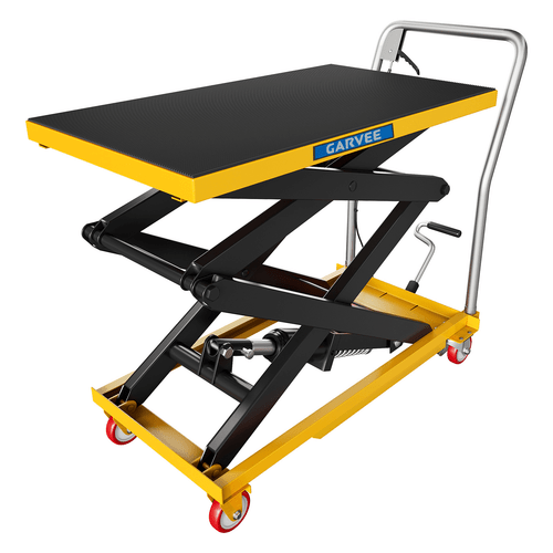 hydraulic lift table cart 330lbs capacity 50 lifting height manual double scissor lift table with locking wheels and non slip pad hydraulic scissor cart for material handling