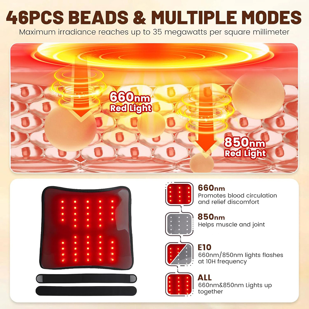 Red Light for Body Massager Belt with Vibration Massage, Cordless Heating Light with 2 Long Wraps, Red Light Belt Wrap for Back Shoulder - Image 4
