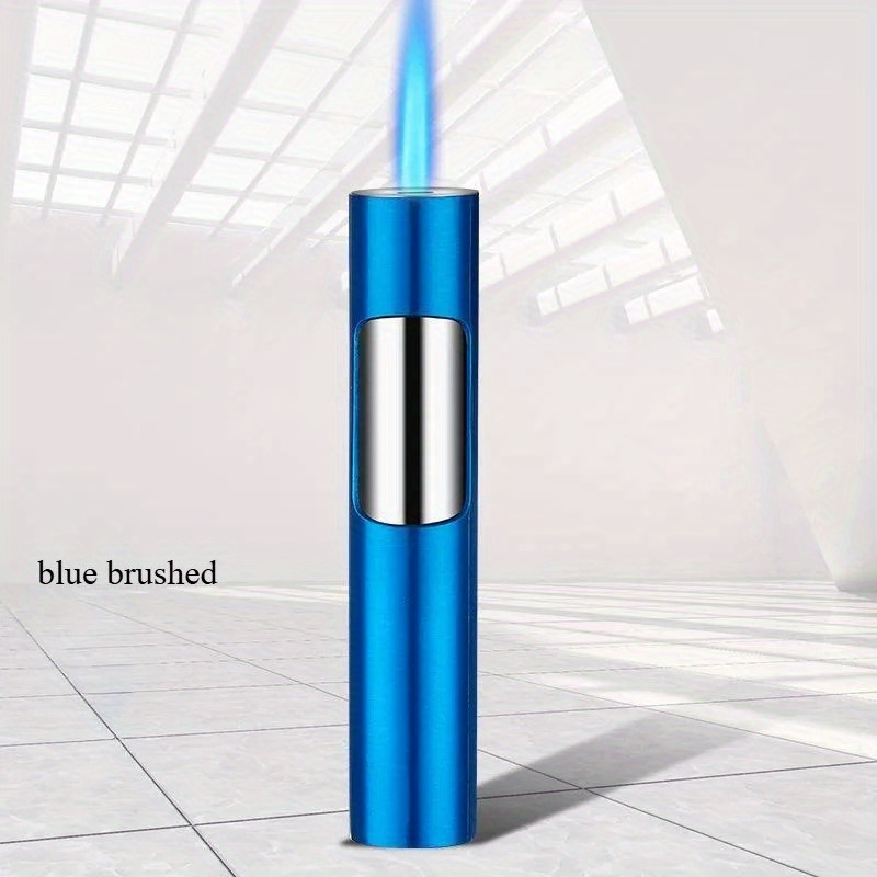 TEMU 1pc Windproof Gas Lighter - High Flame Portable Torch, Adjustable Windproof Press Lighter Suitable For Camping, Bbq, Cooking, Soldering, Welding (gas Not Included)