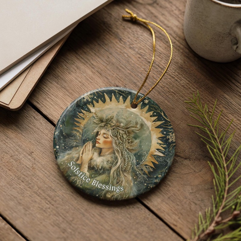 TEMU 2d Flat, Pagan Priestess Winter Ornament - Suitable For Christmas, Thanksgiving, Yule Decorations - Pagan Priestess Figure With Hanging Acrylic