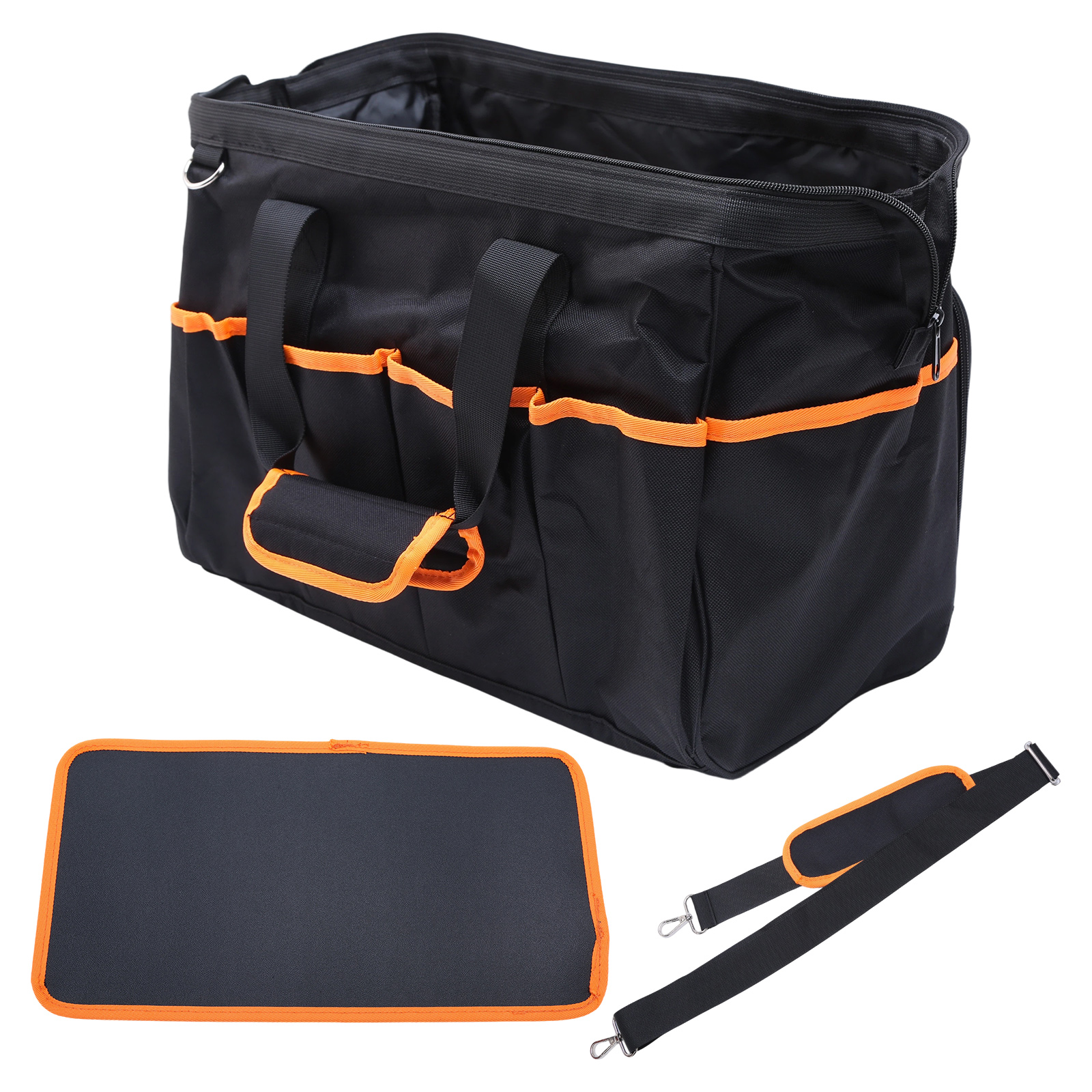 TEMU 17- Inch Tool Bags For Electricians, Featuring 46 Pockets, A , And A Foldable Organizer For Hvac Tools, Complete With A Wide Opening And