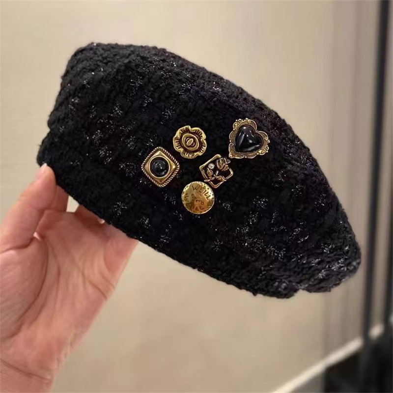 TEMU Chic Tweed Beret For Women, Warm Painter's Hat For Autumn And Winter, Elegant Christmas Hat
