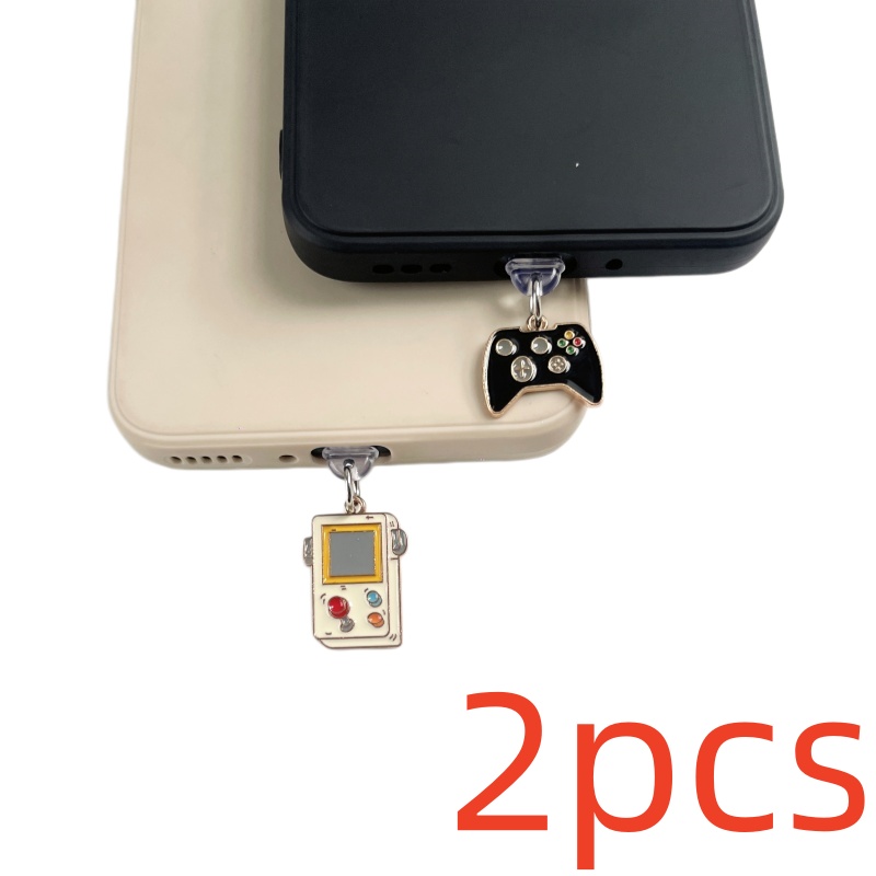 TEMU 2 protectores antipolvo para teléfono con forma de consola de juegos - Fundas protectoras con interfaz USB-C, compatibles con iPhone 15/16 Plus