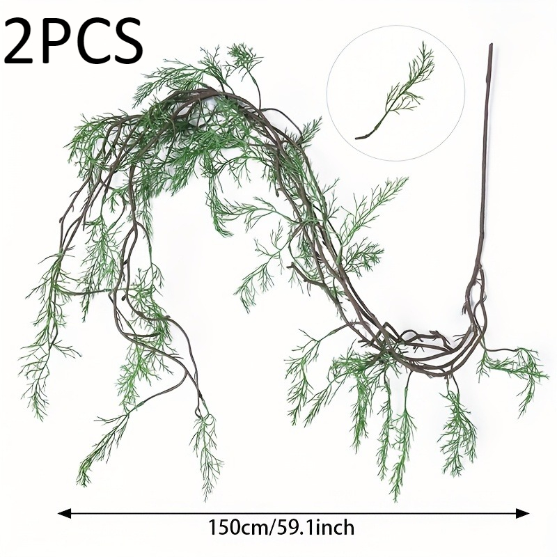 Image of 2pcs Large Artificial Ivy - Faux Hanging Fern Plant, 150cm (59.1 Inch), Maintenance-free, Wall Art, Porch Greenery, Yard Use, Perfect For Halloween, Christmas, Thanksgiving, And Holidays