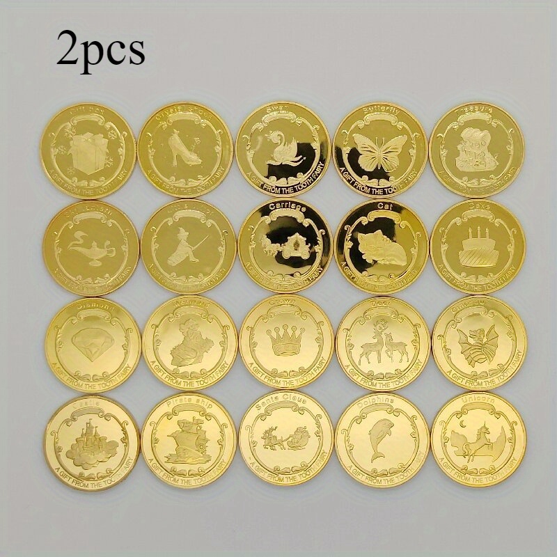 Image of Replica Coin 2 Replica Commemorative In Random Cartoon Tooth Fairy Styles, Tooth Fairy Gift-for-teeth, Tooth Fairy Medal