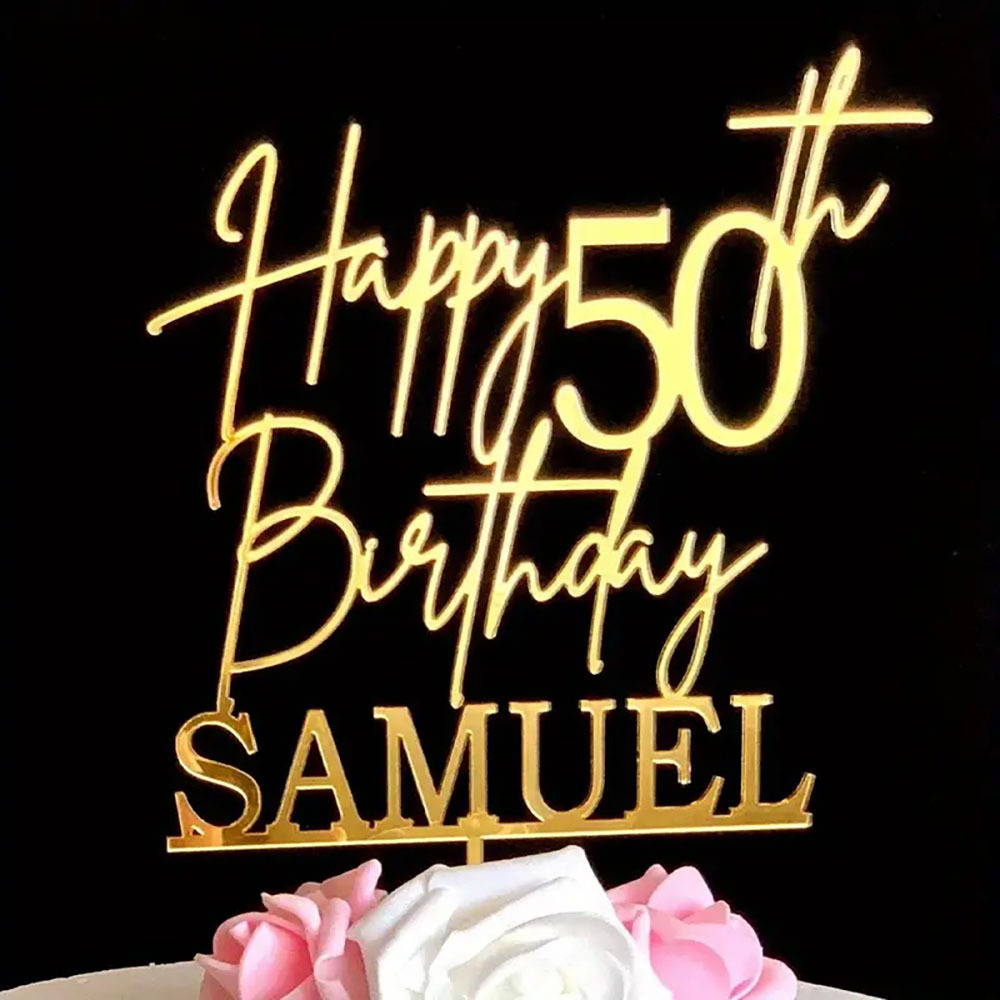 Image of 1pc Personalized Custom Cake Decoration, Made Of Acrylic Material, Featuring Luxury And High-end Style, No Power Supply Required, In Colors, Suitable For Weddings, Anniversaries And Other Occasions.