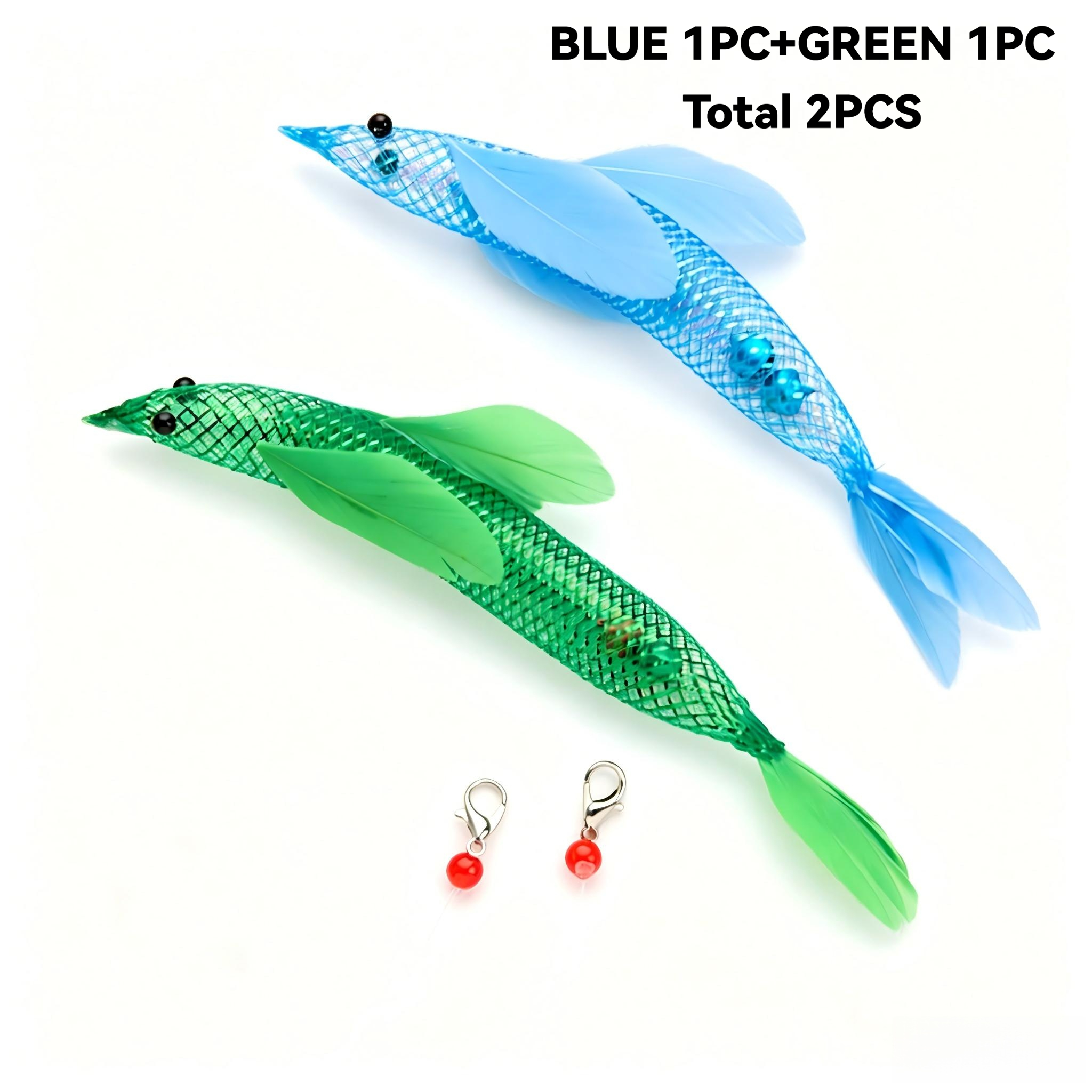 Fish-Shaped Cat Wand Replacement Heads with Mesh Tube